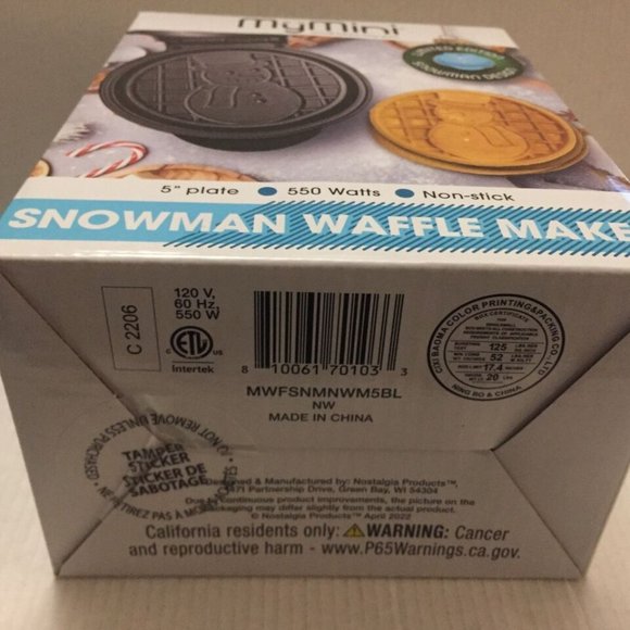 NEW My Mini Snowman 5'' Waffle Maker - Picture 3 of 5